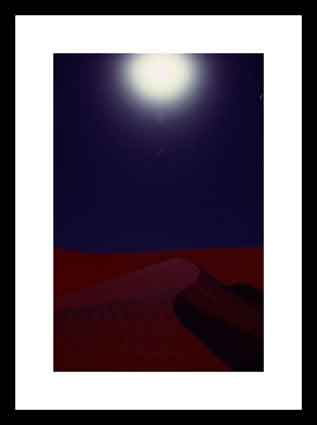 Moon over a sand dune
