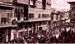 تموز 1922 - مظاهرة في حي الخندق في حلب بمناسبة الإفراج عن ابراهيم هنانو
